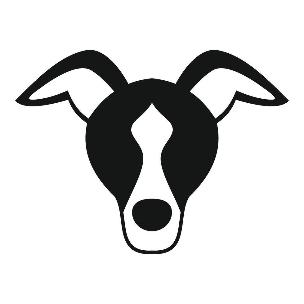 Whippet dog head silhouette looking forward with large ears vector