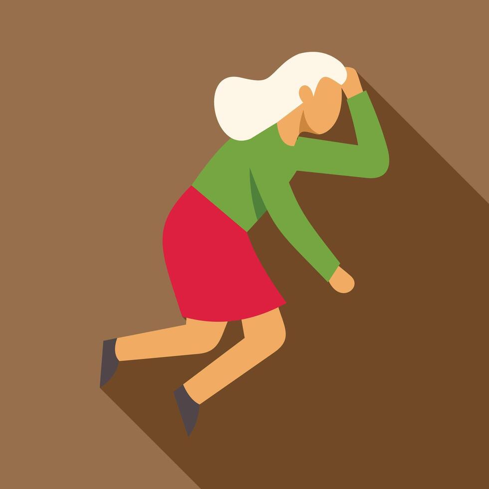Senior woman falling down, suffering from vertigo or stroke vector
