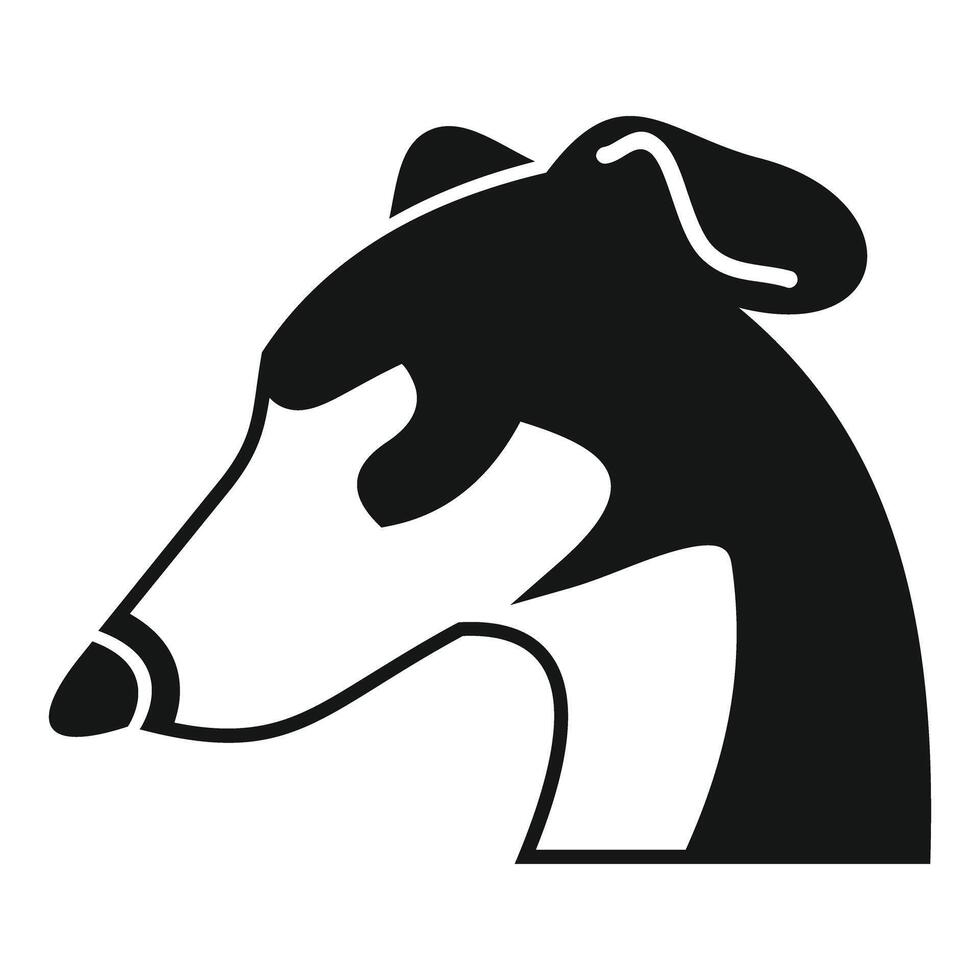 Greyhound dog head looking forward, simple black and white icon vector