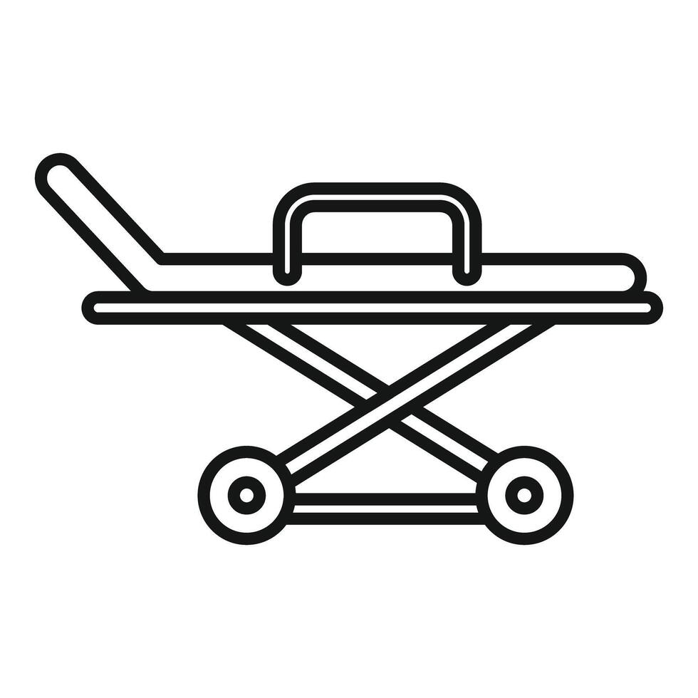 Hospital stretcher bed on wheels standing by for emergency use vector