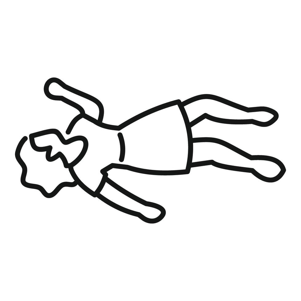 Woman lying down after accident, crime scene investigation, drowning vector