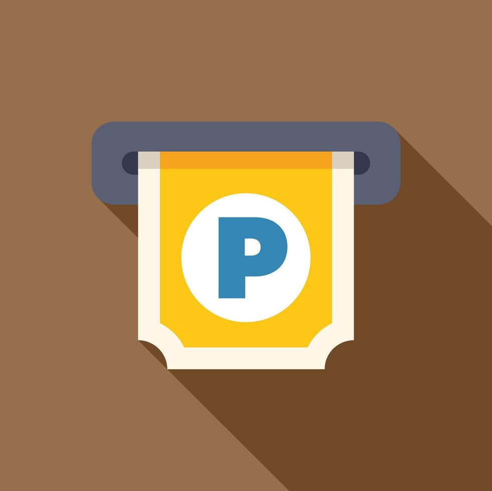 Parking ticket being inserted into machine, flat design icon with long shadow vector