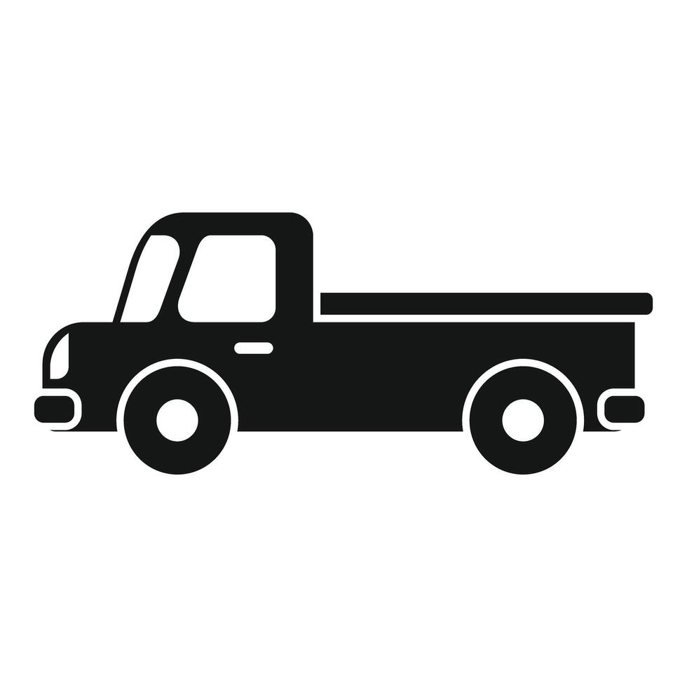 Small pickup truck side view silhouette showing cargo bed vector