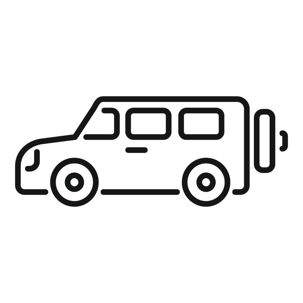 Electric minivan charging its battery from a power supply vector