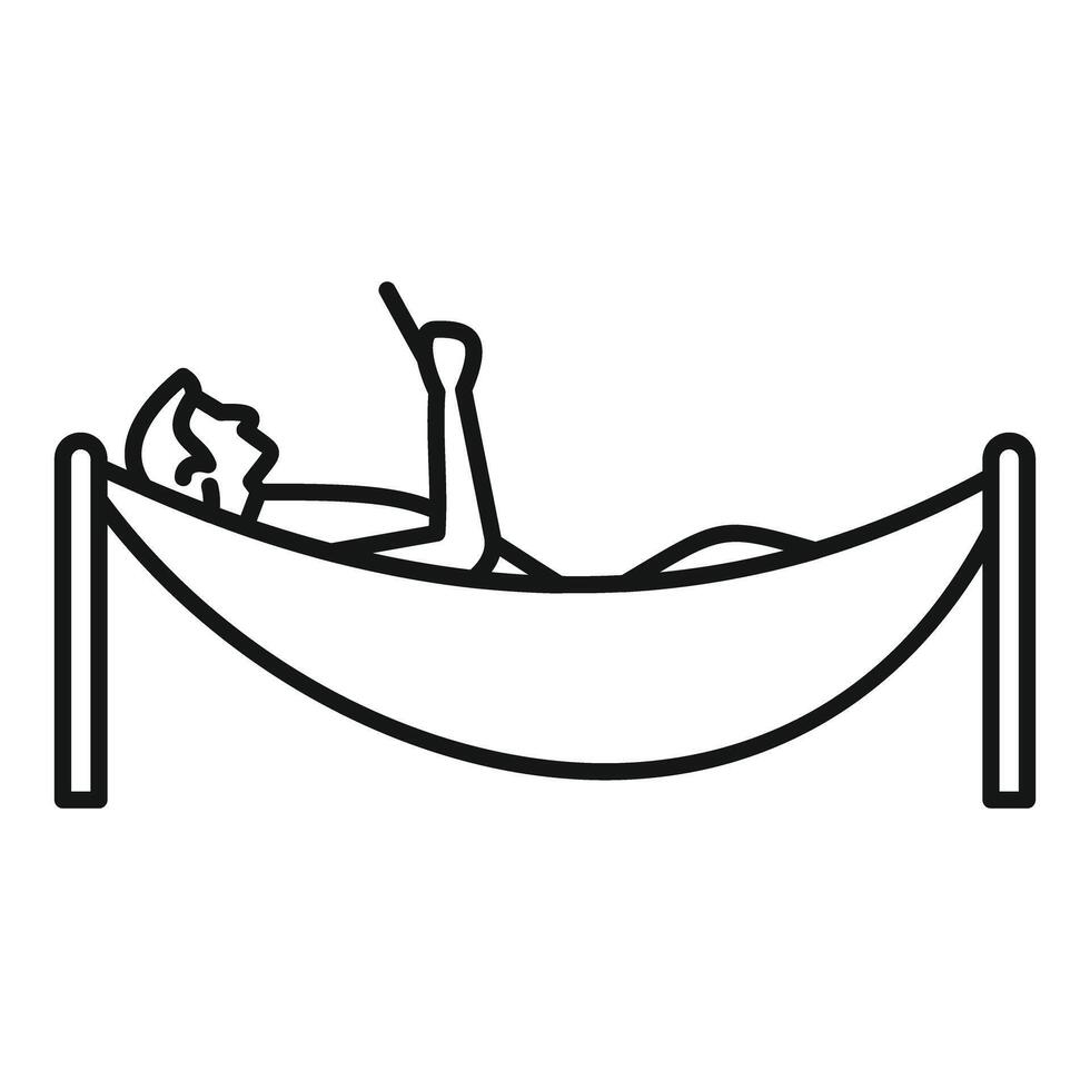 Man relaxing in hammock using smartphone on vacation vector