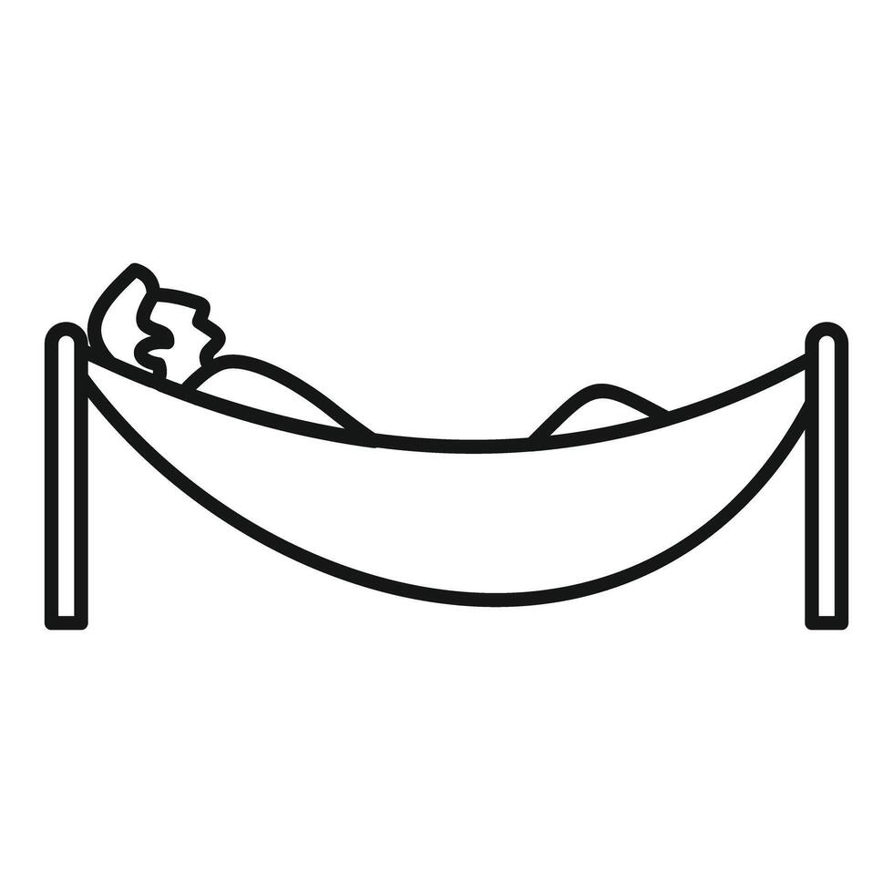 Line drawing of a person relaxing lying in hammock vector