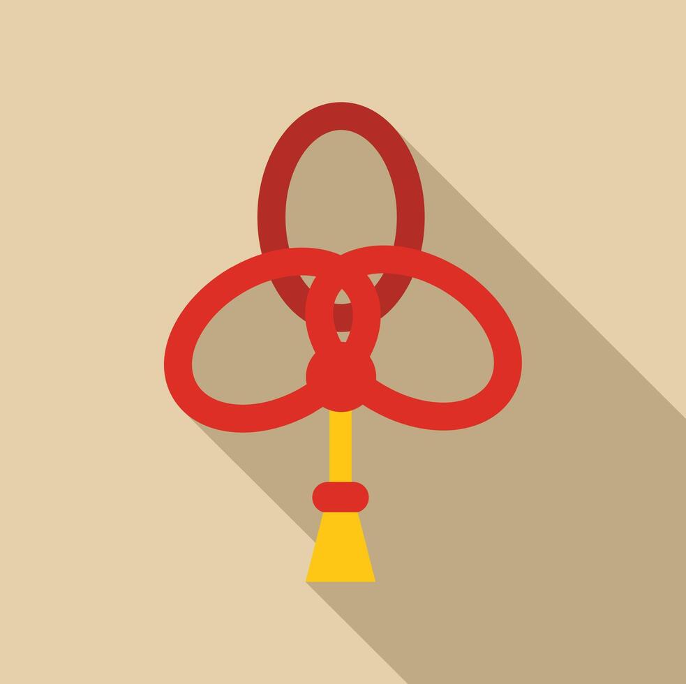 Traditional chinese knot with long shadow symbolizing harmony and prosperity vector