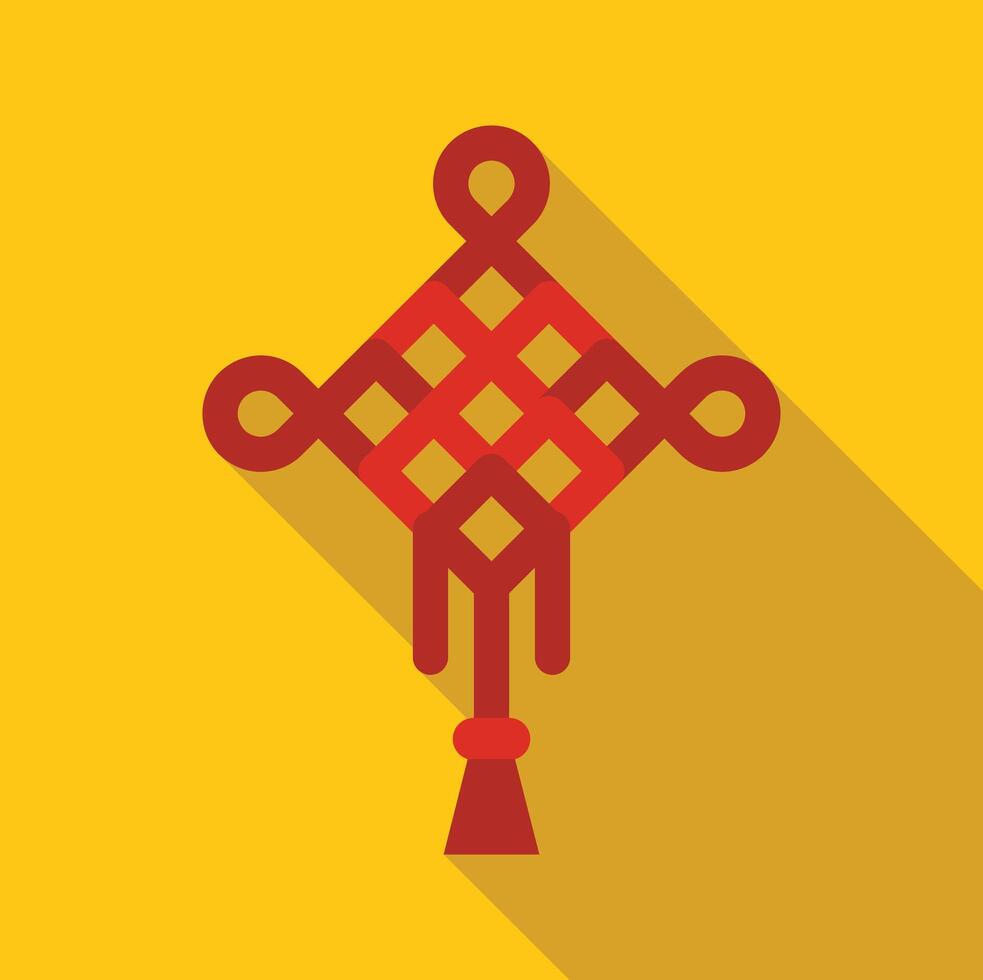 Chinese knot representing luck and prosperity hanging on yellow background vector