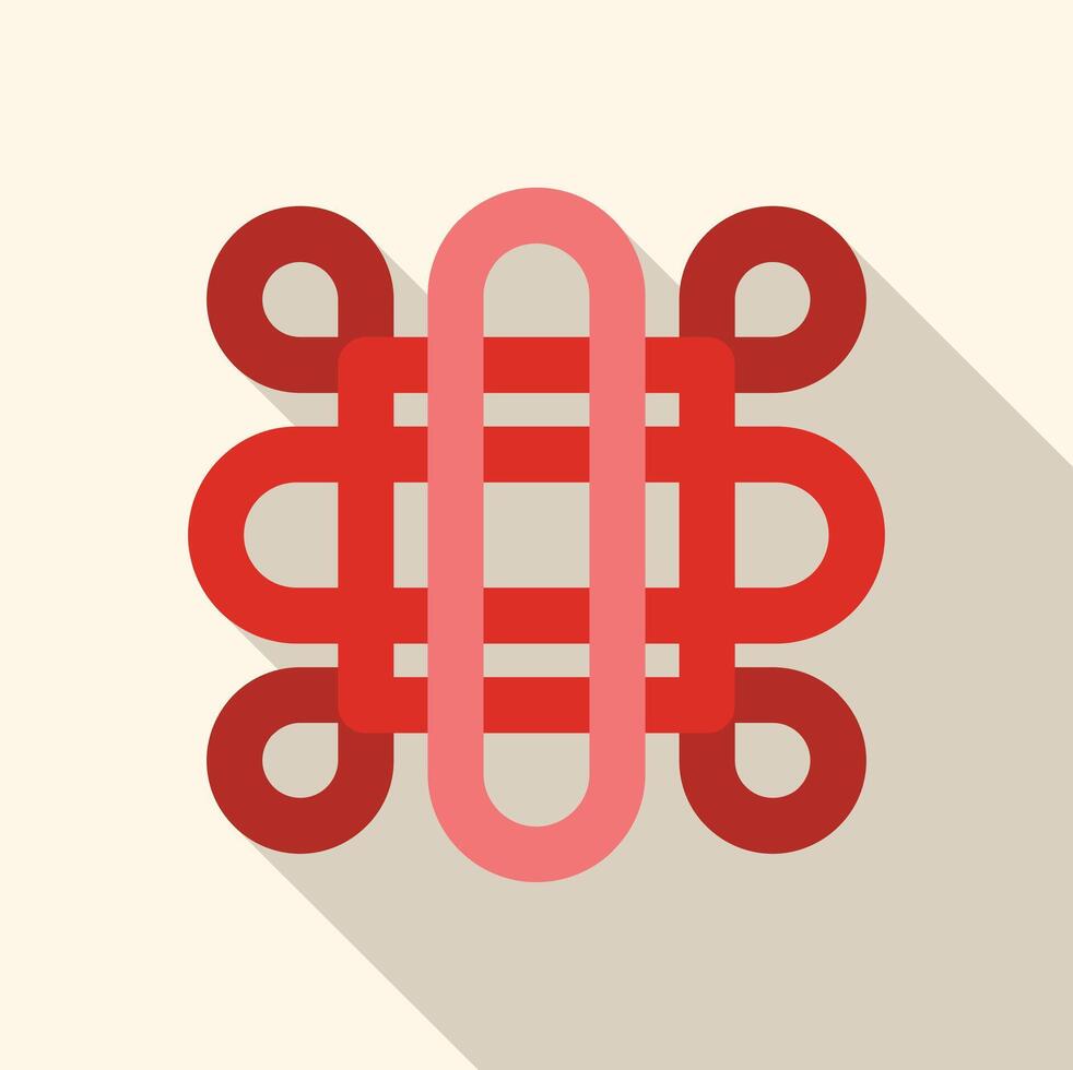 Chinese longevity knot forming a square with long shadow vector