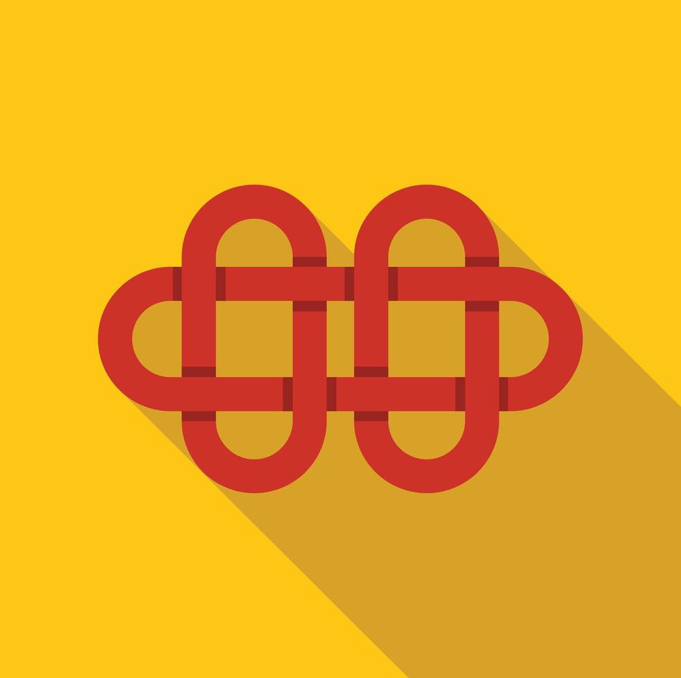 Red chinese knot representing double happiness on yellow background vector