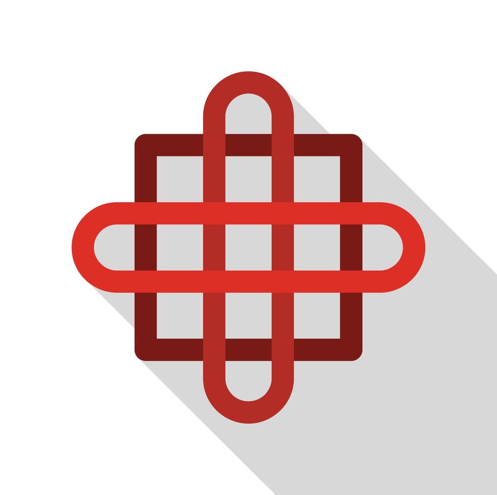 Red celtic knot forming cross shape with long shadow vector