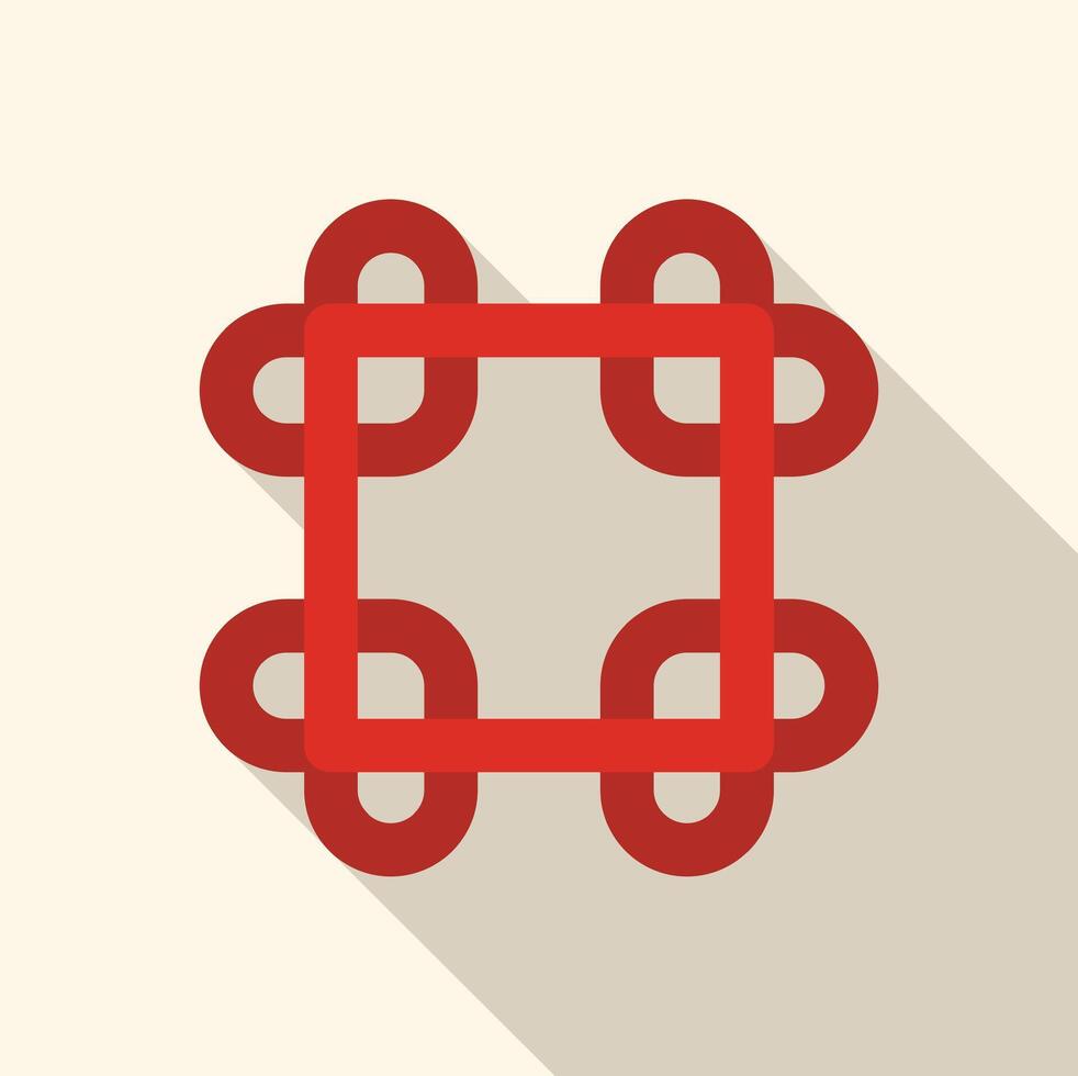 Red abstract geometric shape creating frame with long shadow vector