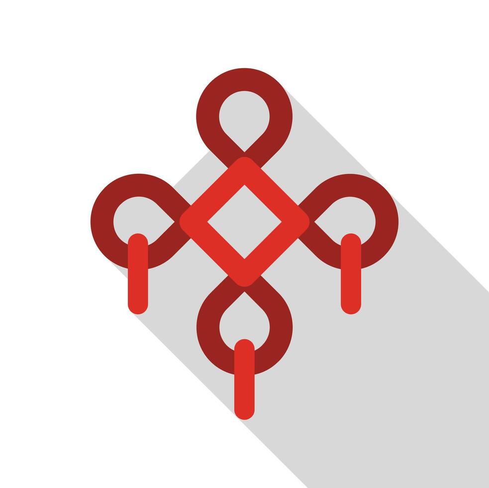 Chinese knot representing luck, prosperity and longevity with long shadow vector