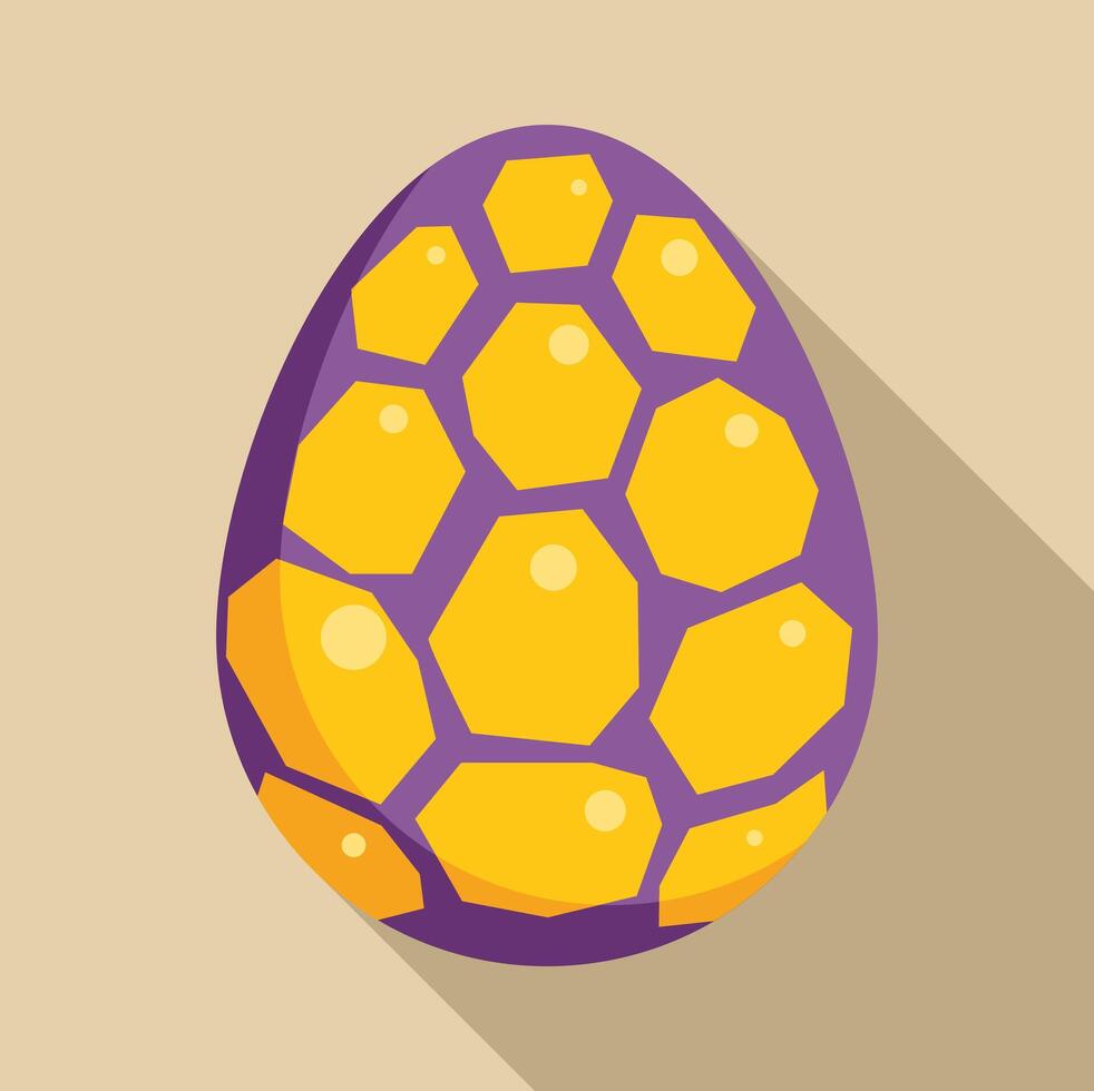 Purple and yellow fantasy dragon egg showing scales pattern vector