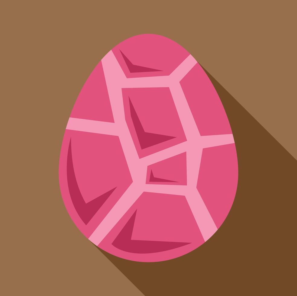 Pink dragon egg showing cracks with long shadow on brown background vector
