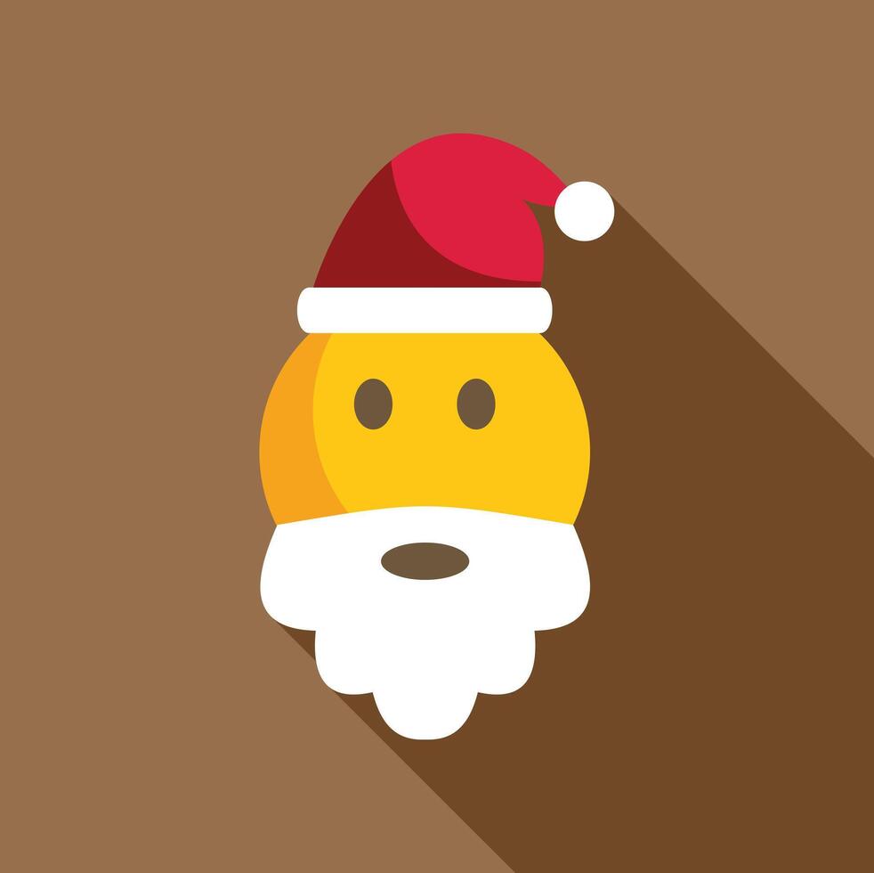 Santa claus emoji wearing christmas hat with long shadow vector
