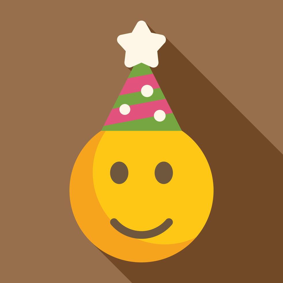 Smiling emoji wearing a festive party hat, celebrating a special occasion vector