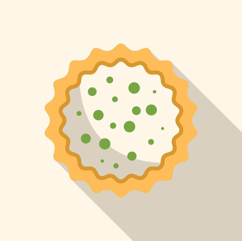 Delicious round tart with green peas filling representing culinary delights vector