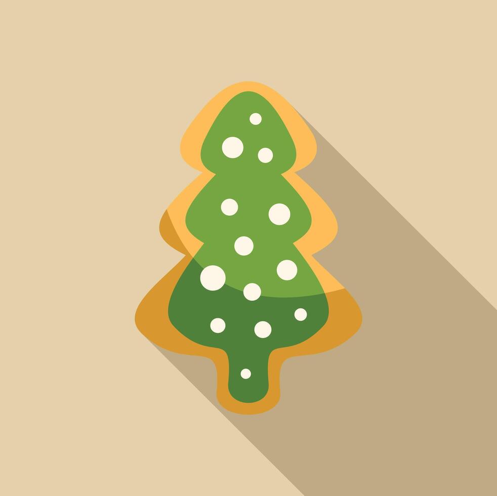 Christmas tree shaped gingerbread cookie with green icing and white dots vector