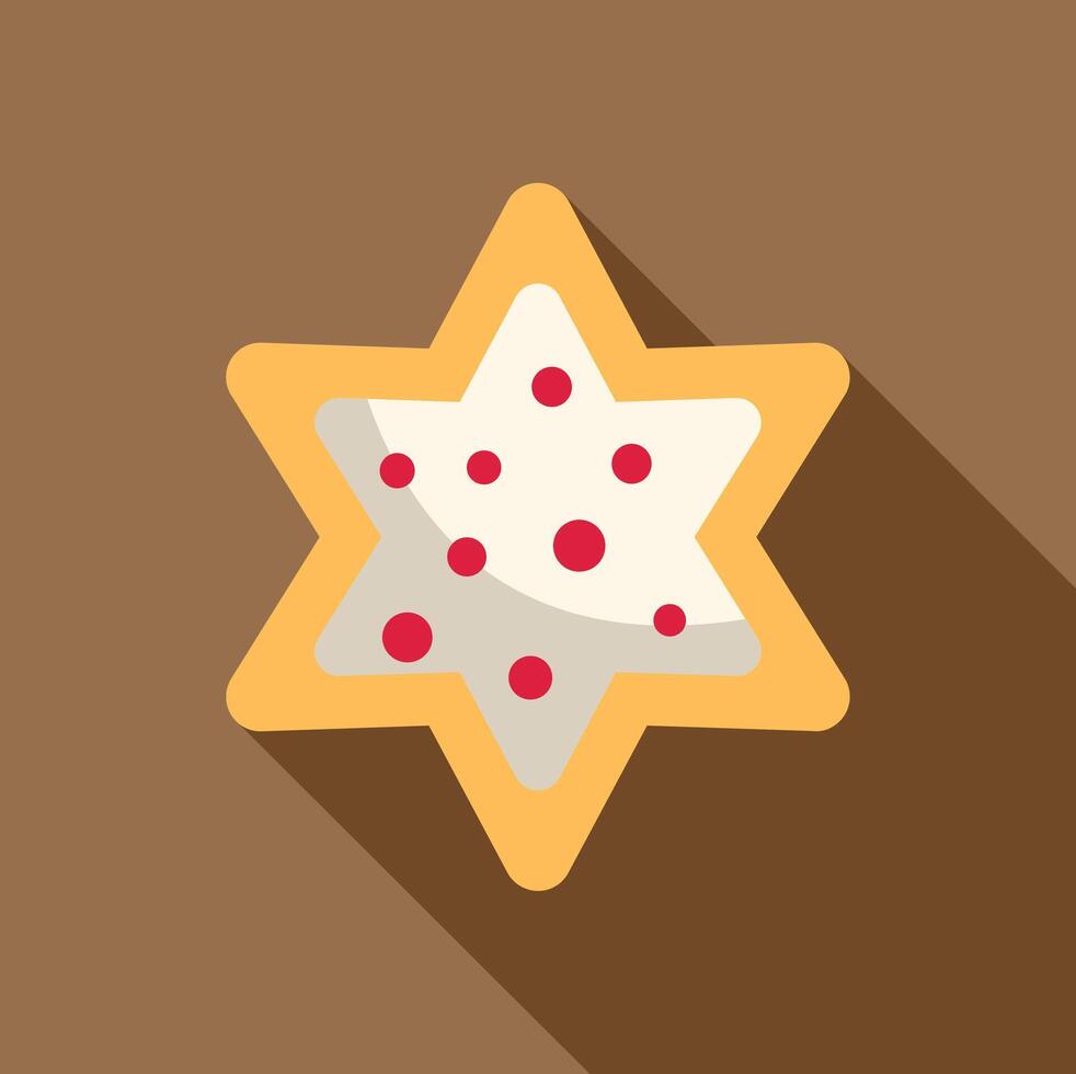 Star shaped christmas cookie decorated with red dots and icing vector