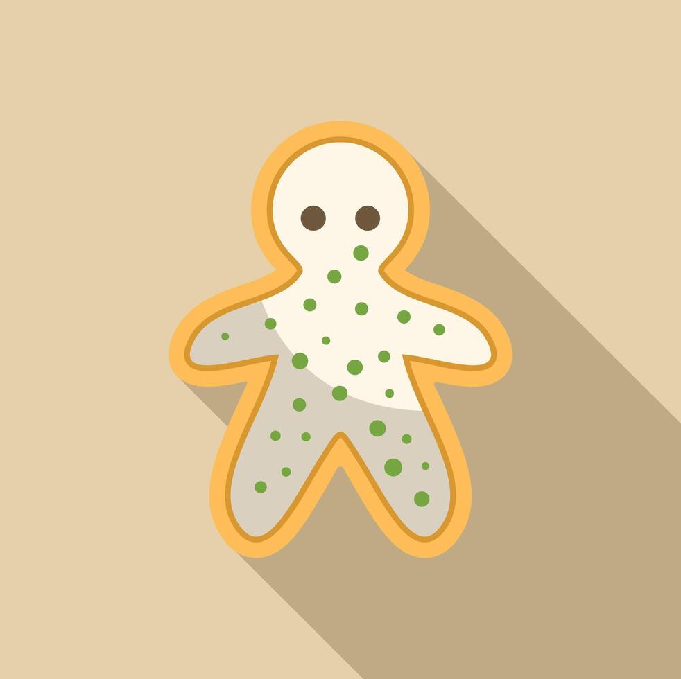 Moldy gingerbread man cookie showing long shadow vector