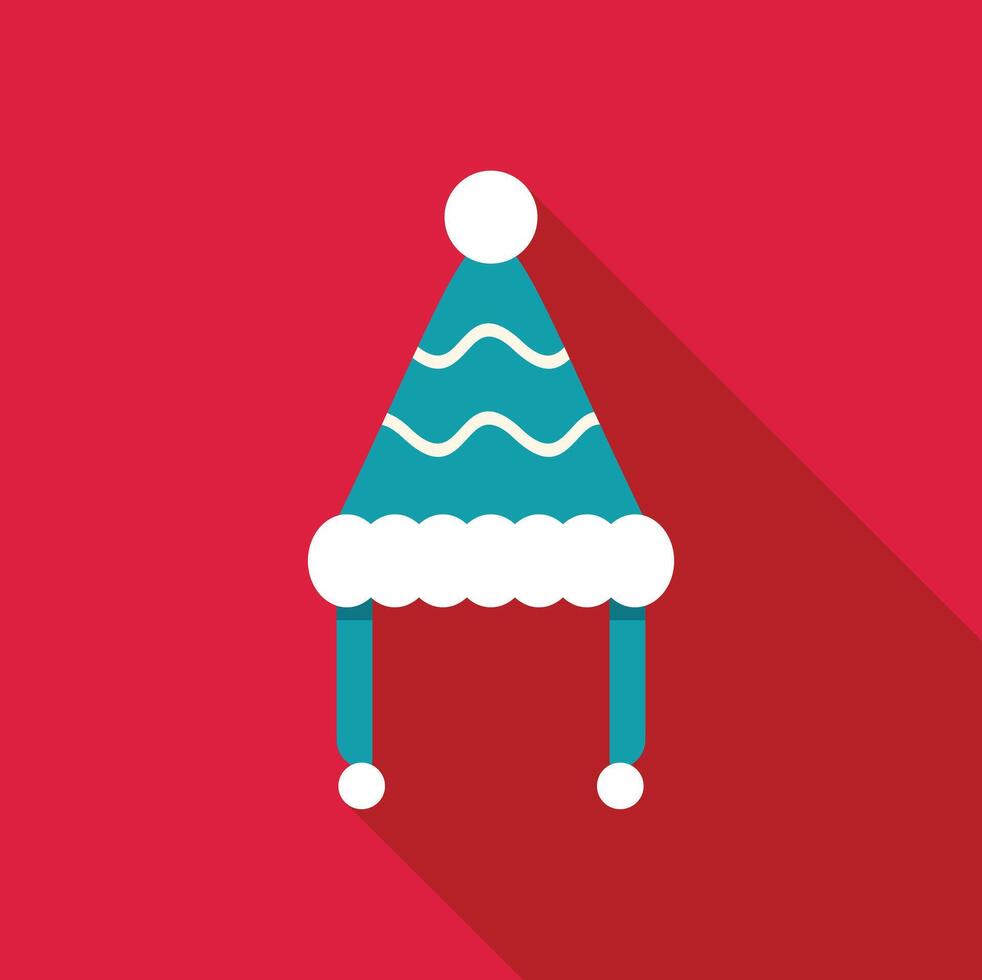 Winter hat with ear flaps and pompom celebrating christmas holidays vector