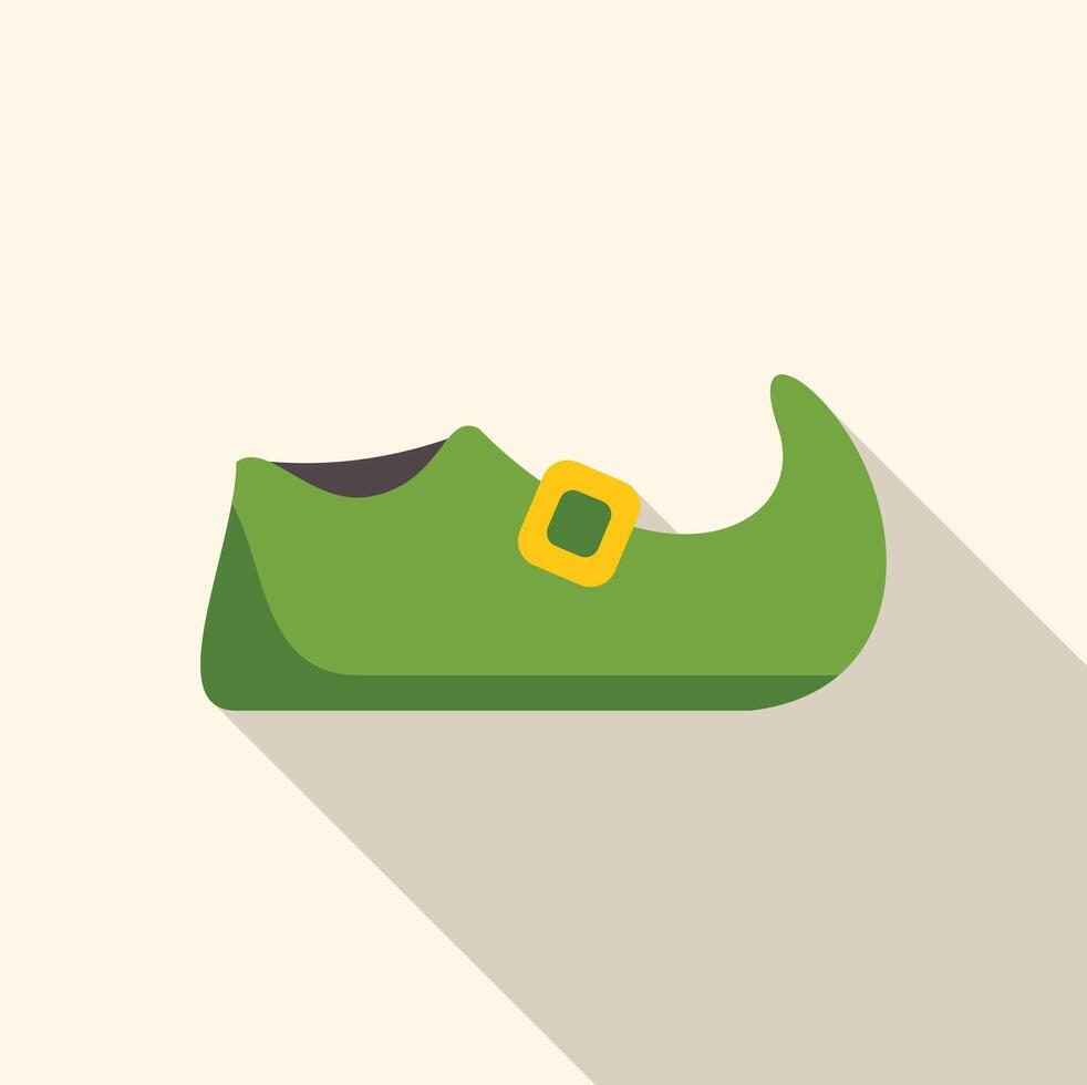 Green leprechaun shoe celebrating saint patrick's day with long shadow vector