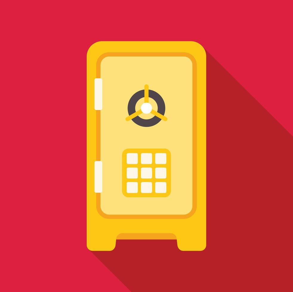 Yellow safe deposit box protecting valuables with combination lock vector