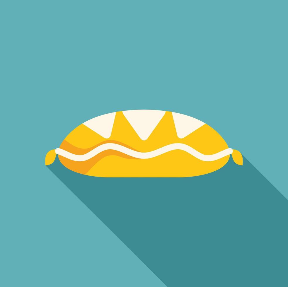 Yellow orthopedic pillow with long shadow on turquoise background vector