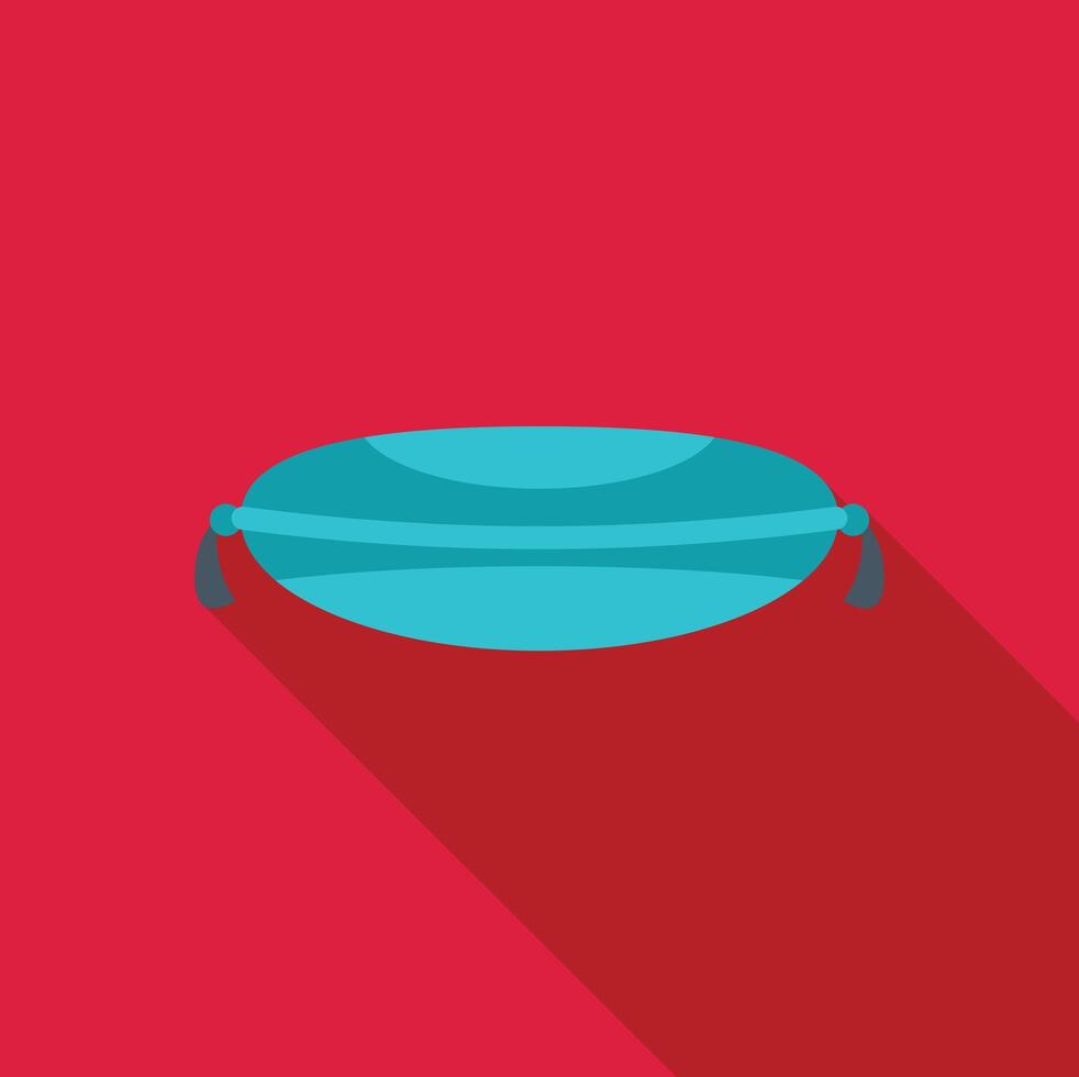 Turquoise rectangular pillow with tassels on red background vector