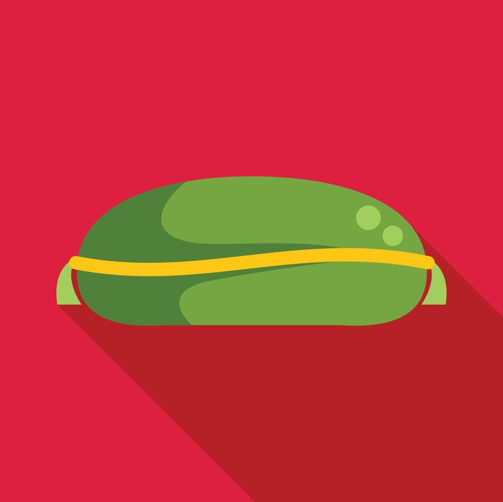 Green inflatable mattress floating on vivid pink background vector