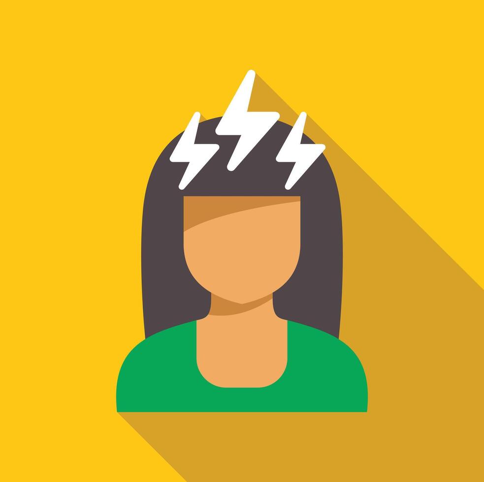 Woman feeling brainstorming and having great new idea with lightnings over head vector