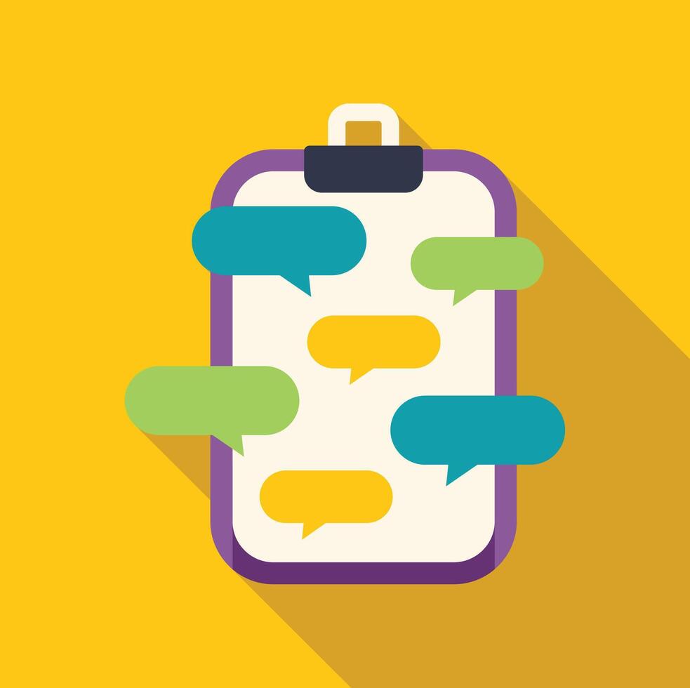 Clipboard showing chat bubbles representing online communication vector