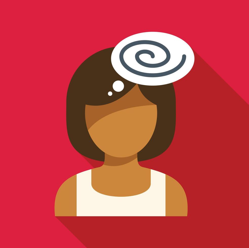 Woman feeling dizzy with spiral lines over her head representing vertigo vector