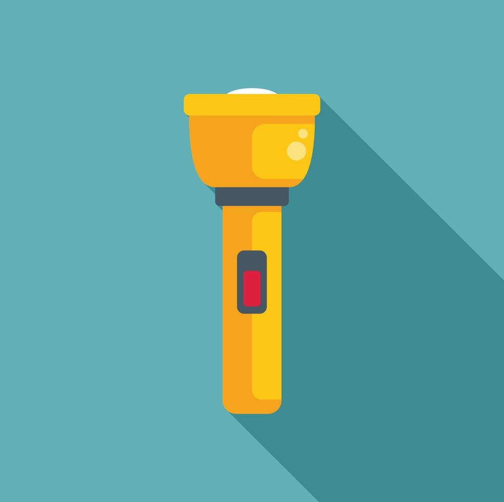 Yellow flashlight lighting up the darkness with a red button vector