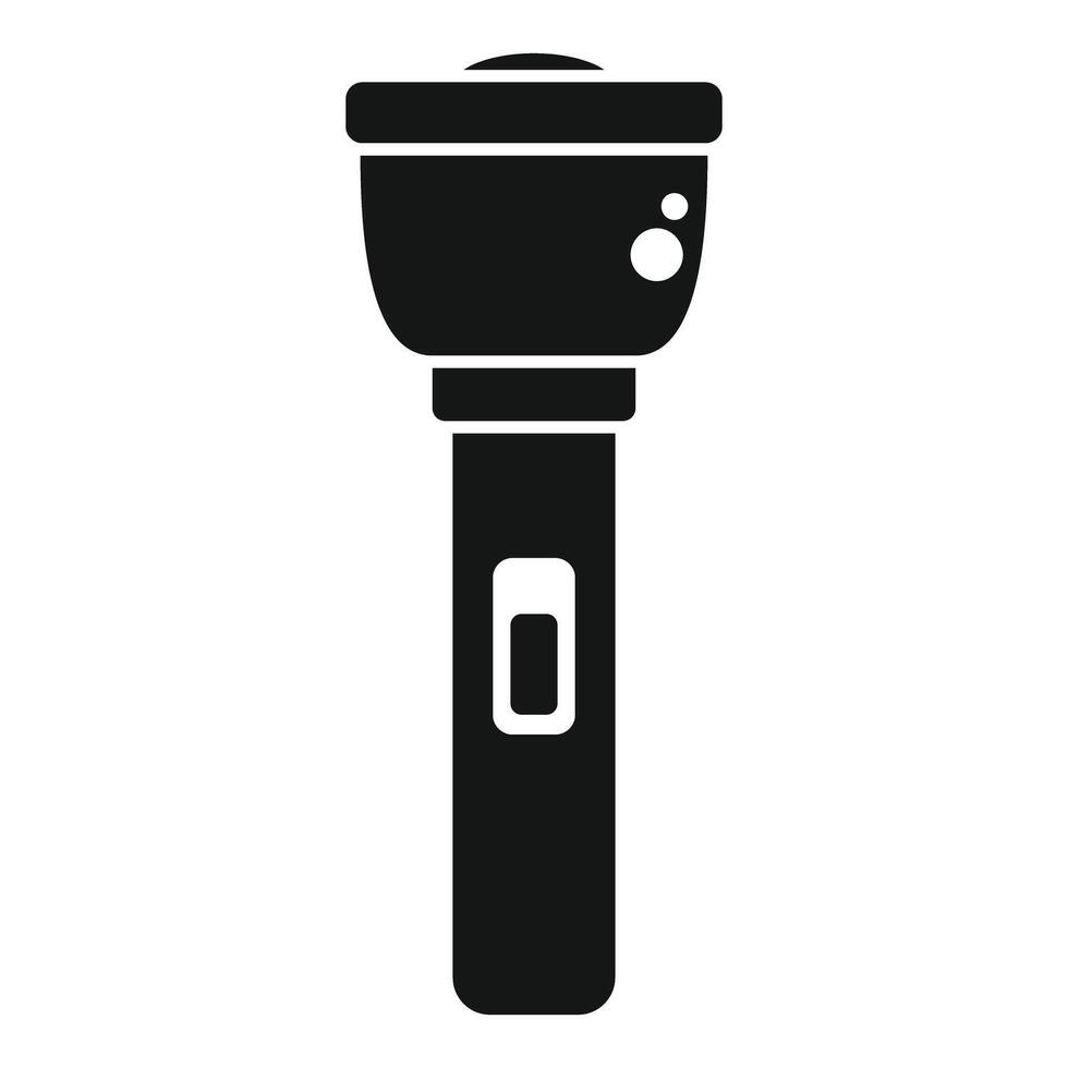 Flashlight emitting light in the darkness, simple icon of a torch vector
