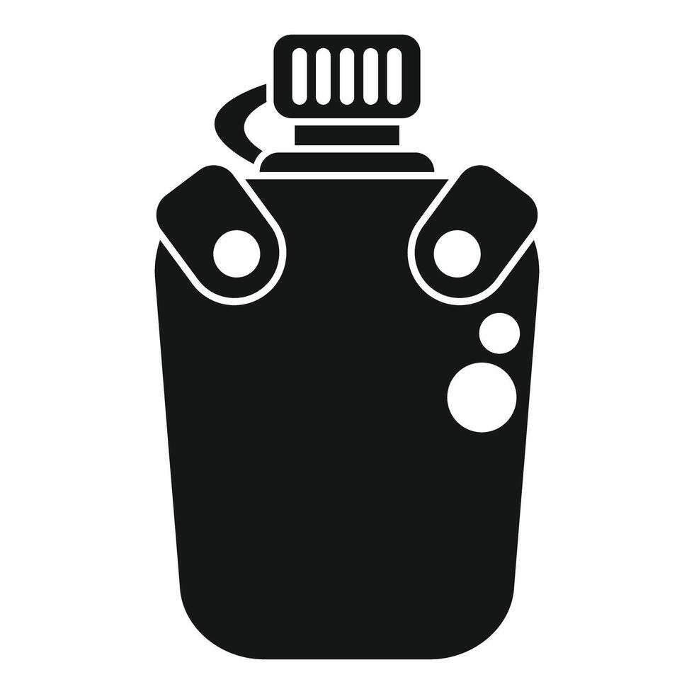 Military canteen water bottle silhouette icon representing hydration and survival vector