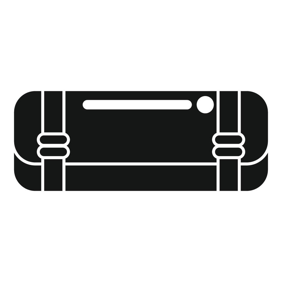 Rectangular pencil case with elastic straps securing contents vector