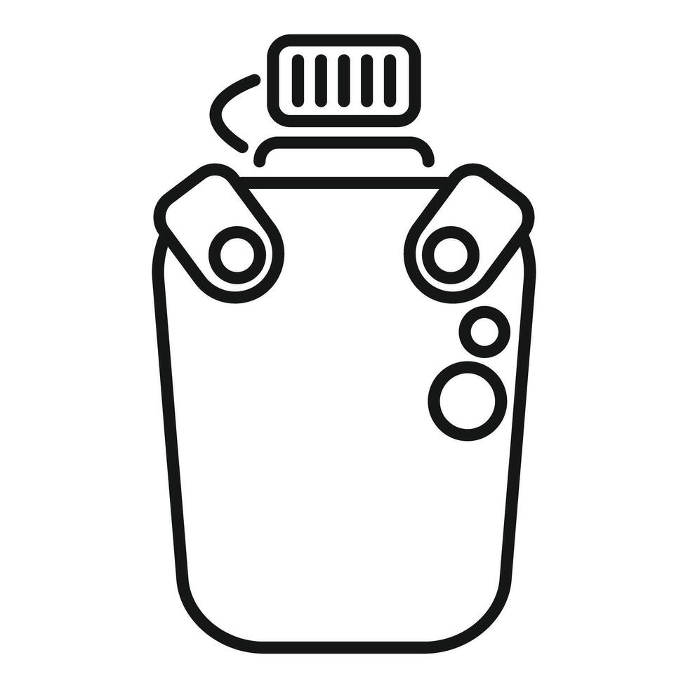 Military canteen with drinking tube and straps showing water level vector