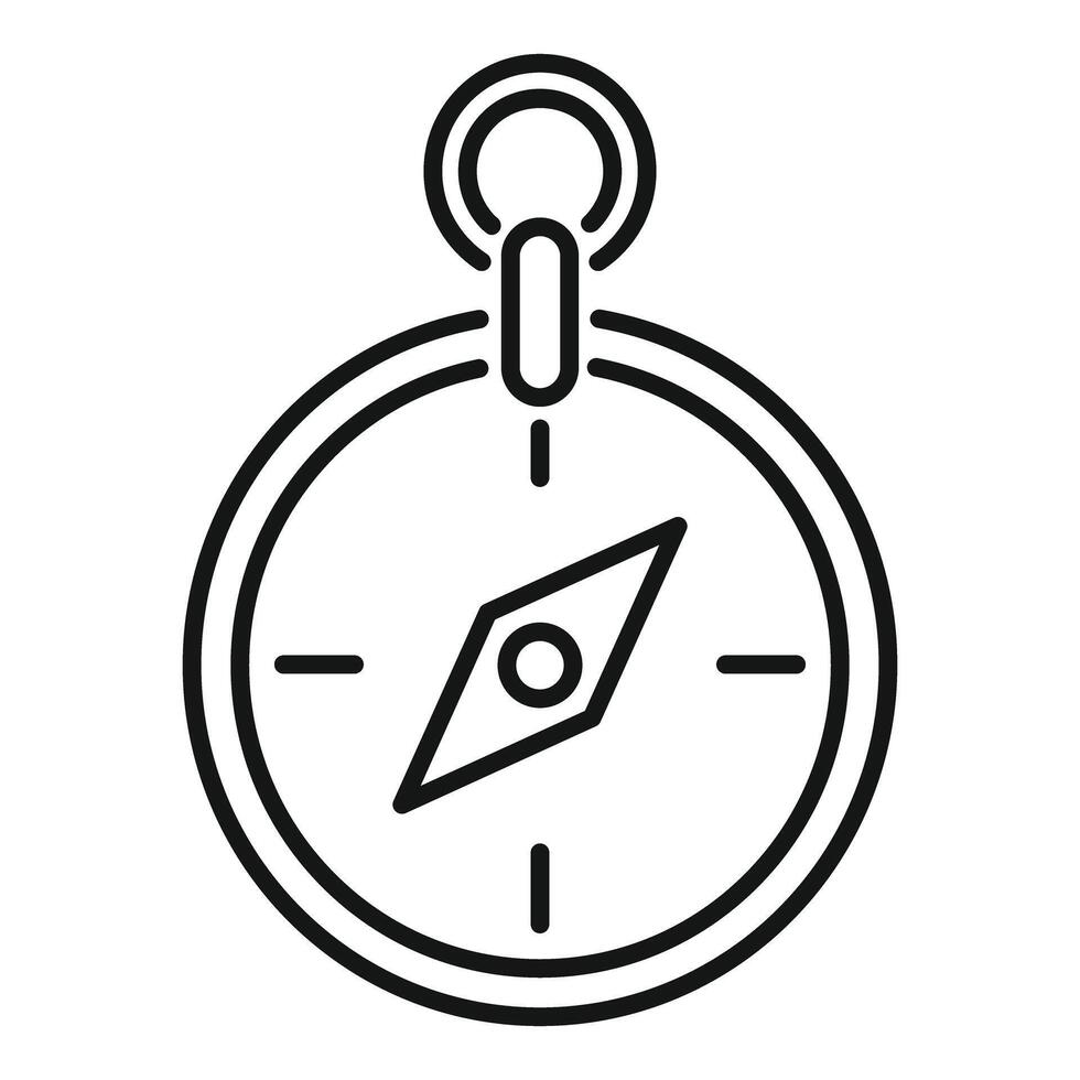 Magnetic compass pointing north, showing direction for navigation and exploration vector