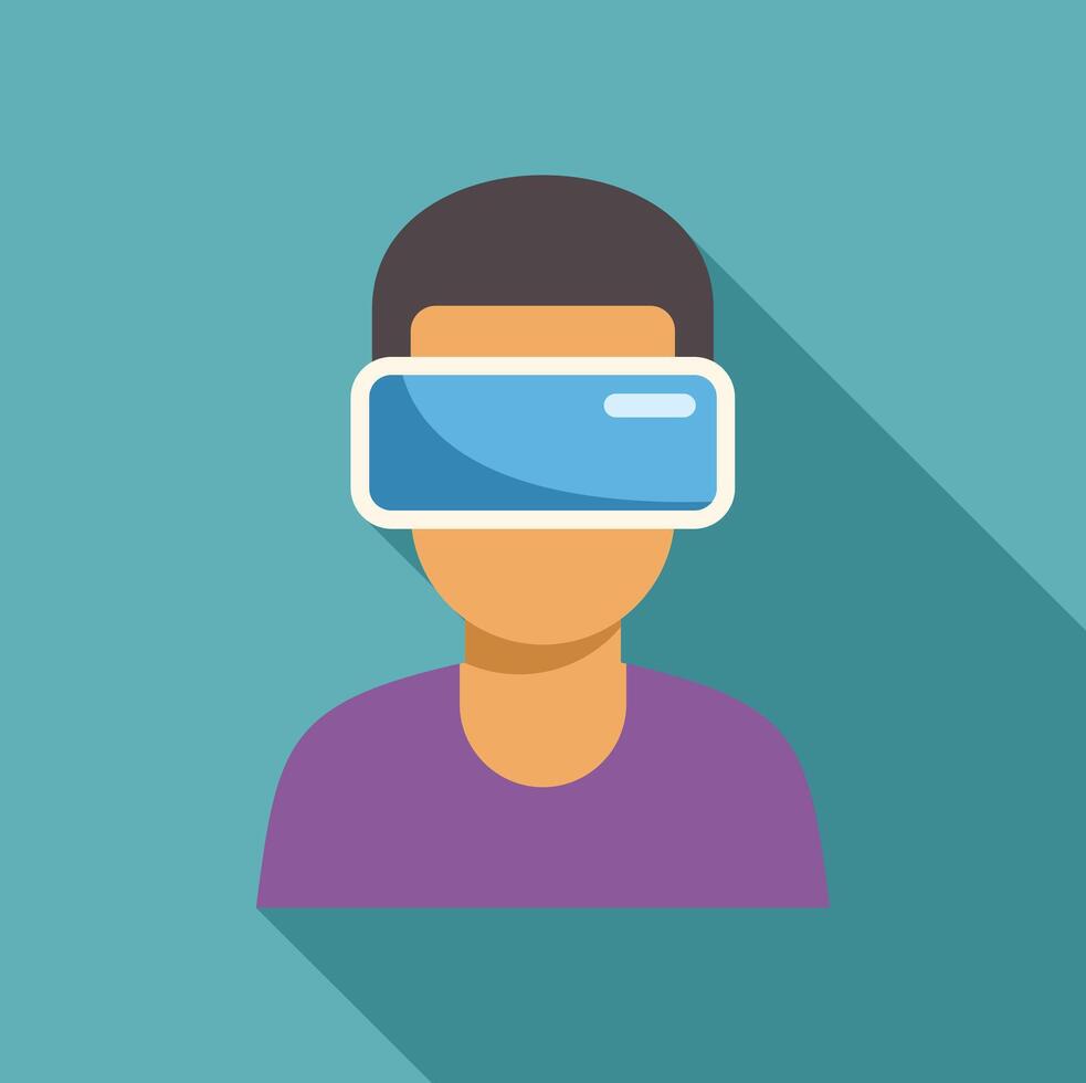 Gamer wearing virtual reality headset experiencing metaverse simulation vector