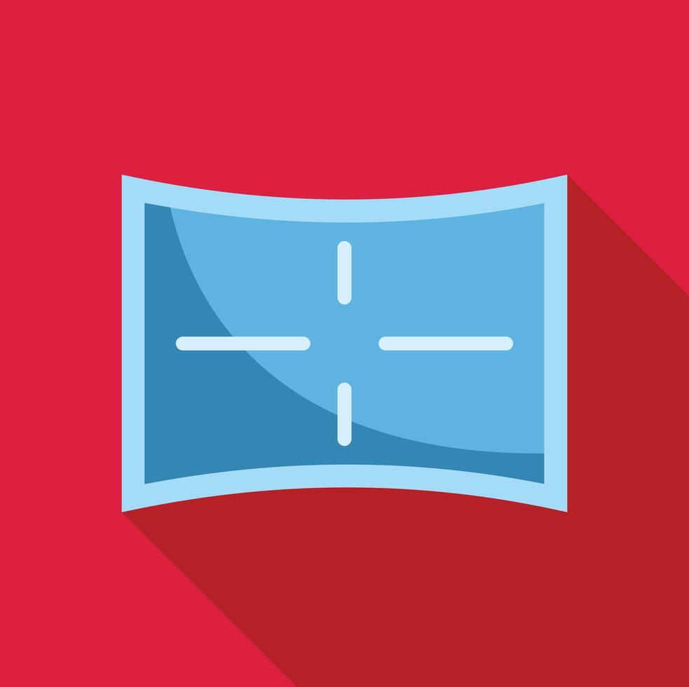 Curved screen showing crosshair targeting system on red background vector