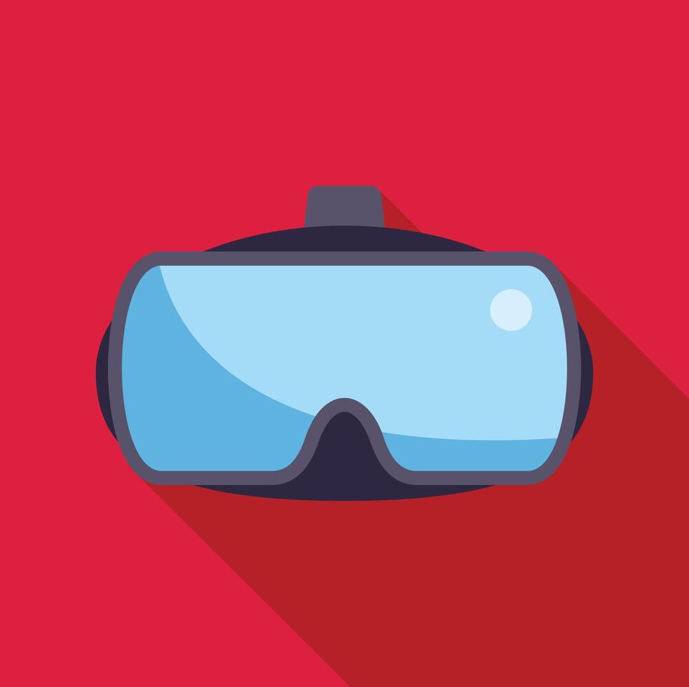 Virtual reality headset exploring metaverse on red background vector