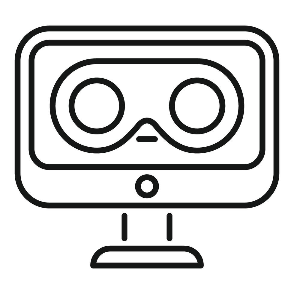 Vr headset displaying on monitor screen representing virtual reality experience vector