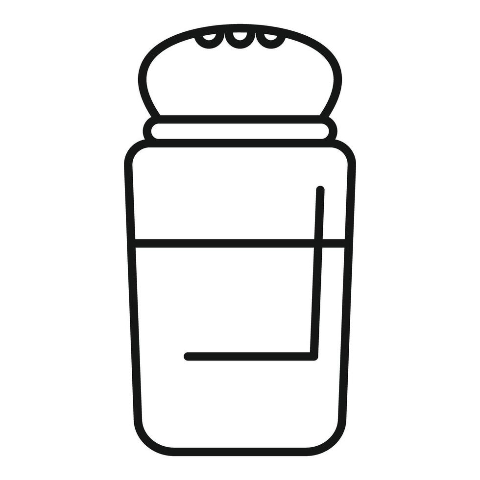 Salt shaker with domed lid partially filled with salt, minimalist line art illustration vector