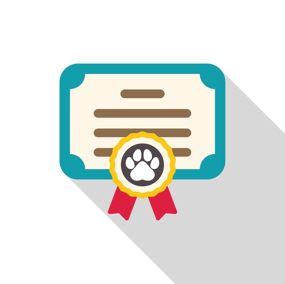Pet certificate showing training completion and veterinary approval vector