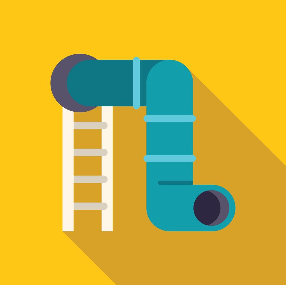 Playground slide and ladder on yellow background with long shadow vector