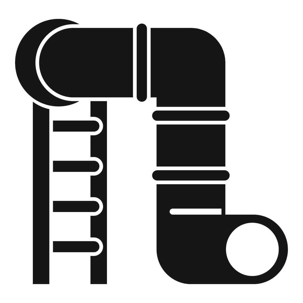 Playground slide with ladder, simple black and white icon for children's entertainment vector