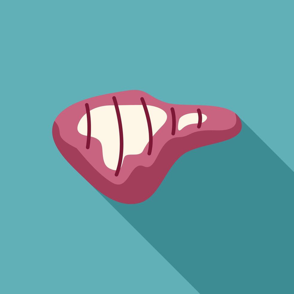 Grilled meat with grill marks on turquoise background vector