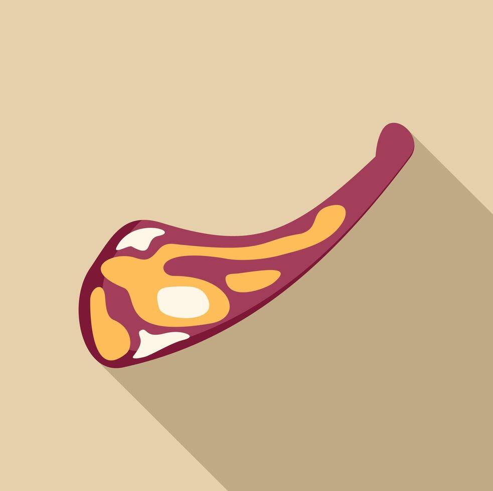 Iberian ham leg piece showing marbling, flat design icon with long shadow vector